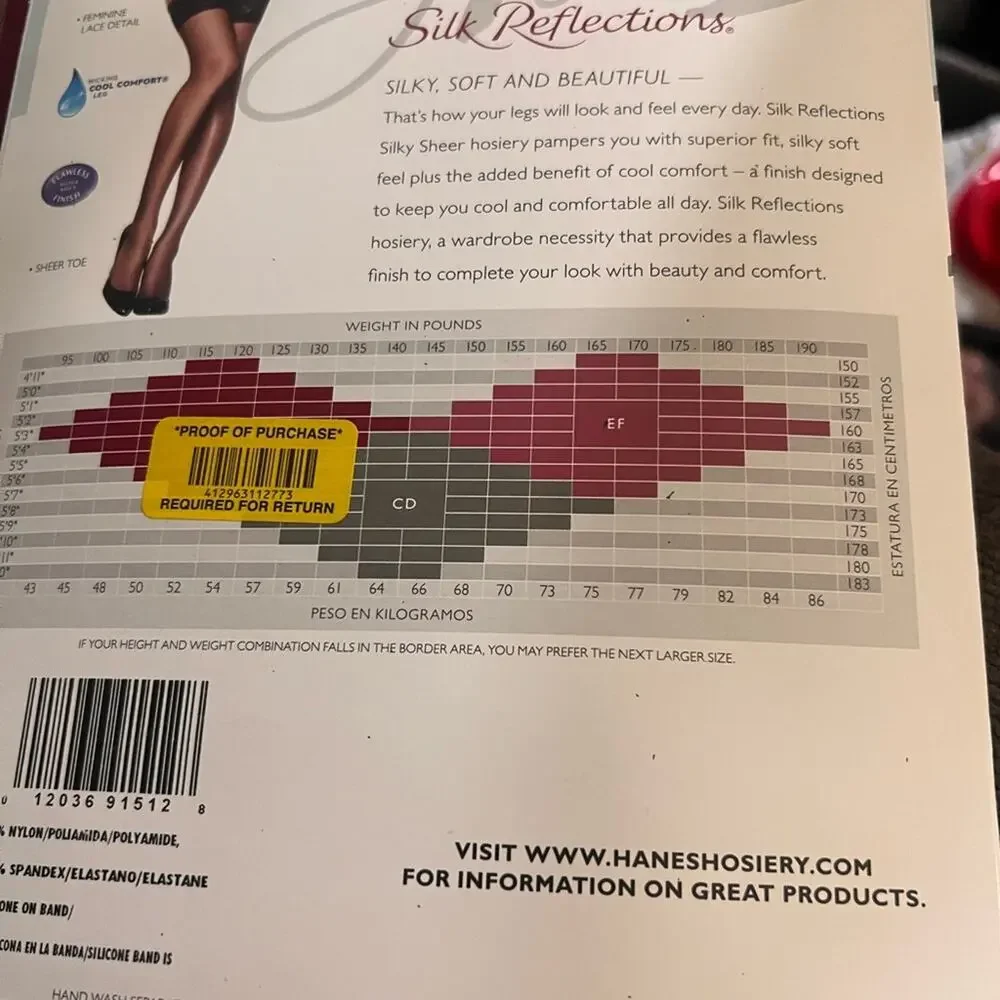 Hanes Silk Reflections Lace Top Thigh Highs - Size C/D Little Color